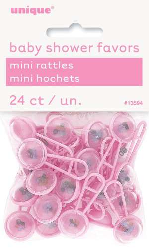 Pink Baby Rattles - 24 pk - Click Image to Close